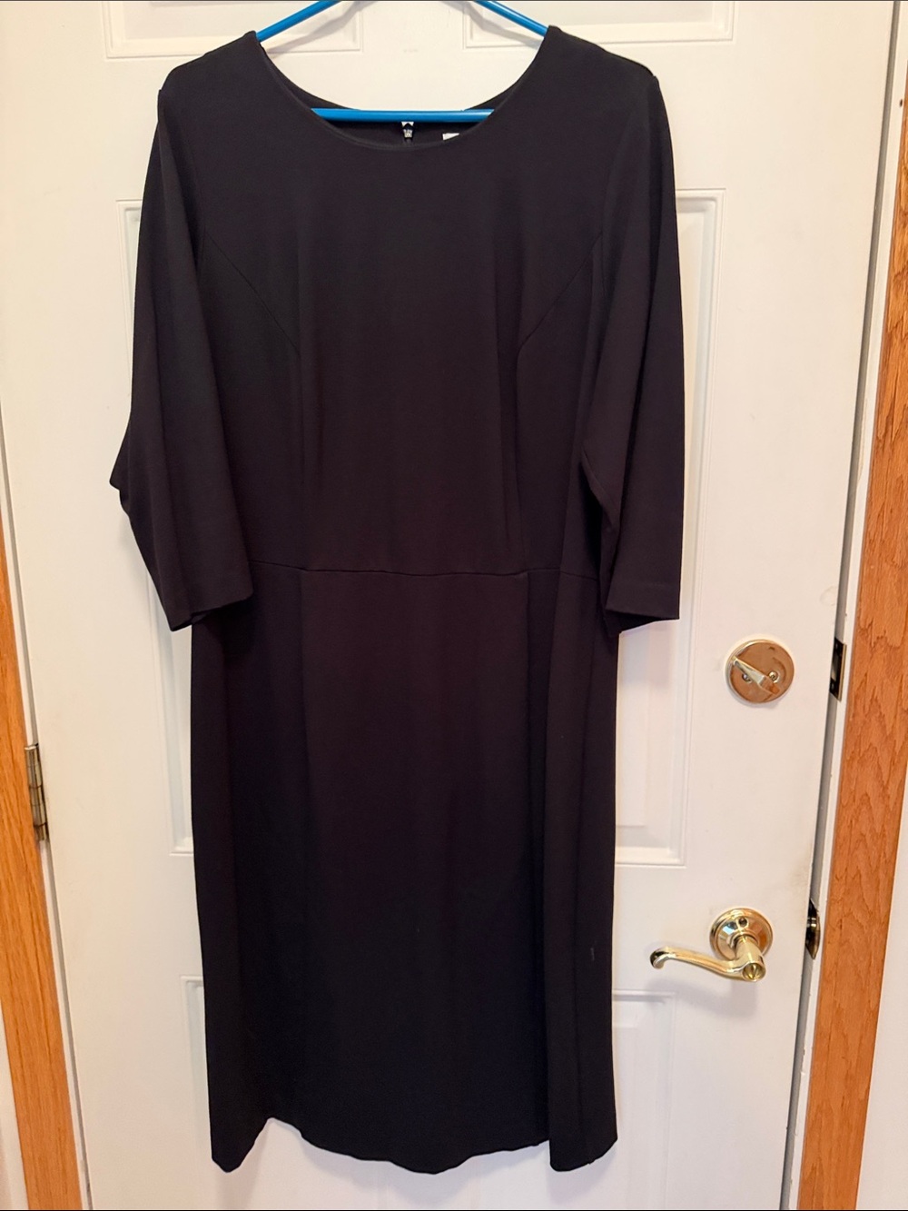 CJ Banks Black Knit Sheath Dress with Three Quarter Sleeves.   20W